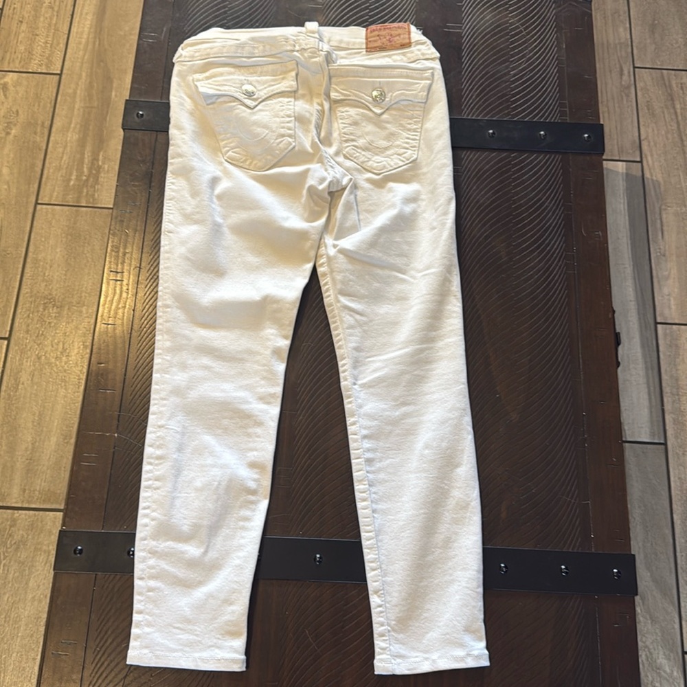 Low rise white skinny True Religion jeans